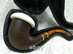 Morta Pipe with Block Meerschaum Insert Calabash Pipe handcarved by CPW #a34