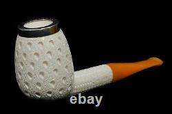 Muhsin Lattice Egg PIPE-BLOCK MEERSCHAUM-NEW-HAND CARVED W Case#1079