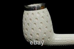 Muhsin Lattice Egg PIPE-BLOCK MEERSCHAUM-NEW-HAND CARVED W Case#1079