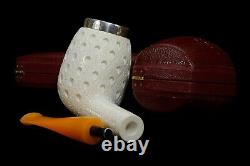 Muhsin Lattice Egg PIPE-BLOCK MEERSCHAUM-NEW-HAND CARVED W Case#1079