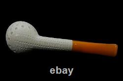 Muhsin Lattice Egg PIPE-BLOCK MEERSCHAUM-NEW-HAND CARVED W Case#1079