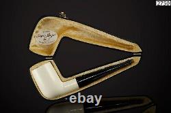 Muhsin Smooth Billiard PIPE-BLOCK MEERSCHAUM-NEW-HAND CARVED W Case#1094