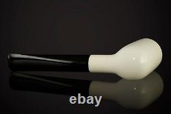 Muhsin Smooth Billiard PIPE-BLOCK MEERSCHAUM-NEW-HAND CARVED W Case#1094