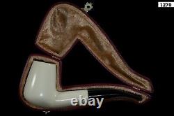 Muhsin Smooth Brandy PIPE-BLOCK MEERSCHAUM-NEW-HAND CARVED W Case#1234