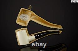 Muhsin Smooth Poker Pipe BLOCK MEERSCHAUM-NEW-HAND CARVED W Case#1297