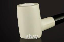 Muhsin Smooth Poker Pipe BLOCK MEERSCHAUM-NEW-HAND CARVED W Case#1297