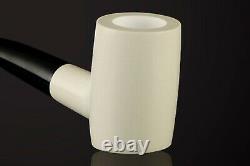 Muhsin Smooth Poker Pipe BLOCK MEERSCHAUM-NEW-HAND CARVED W Case#1297