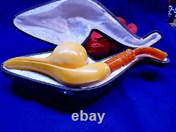 NIB SADIK YANIK FREEHAND BLOCK MEERSCHAUM PIPE 9+ LONG With 30- 9MM FILTERS -5