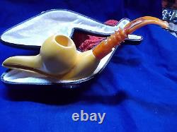 NIB SADIK YANIK FREEHAND BLOCK MEERSCHAUM PIPE 9+ LONG With 30- 9MM FILTERS -5