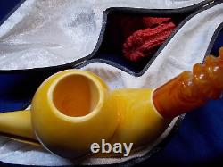 NIB SADIK YANIK FREEHAND BLOCK MEERSCHAUM PIPE 9+ LONG With 30- 9MM FILTERS -5