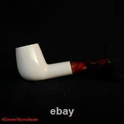 NOSE WARMER Block Meerschaum Pipe w Silver, Smoking Tobacco Estate Pipe AGM-587