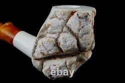 Natural Raw Looking Pipe BY ALI Block Meerschaum-NEW HANDMADE W CASE#1501