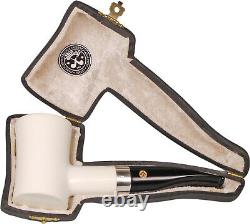 New! Altinay Handcut Block Meerschaum Smooth Poker 9mm Pipe / Sterling Band