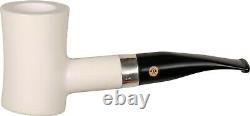 New! Altinay Handcut Block Meerschaum Smooth Poker 9mm Pipe / Sterling Band