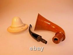 New Austria AB Made Block Meerschaum Cup Calabash Gourd Sherlock Style Pipe