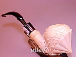 New CAO brand by I Bekler Turkish Relief Carved Block Meerschaum Pipe AcryicStem
