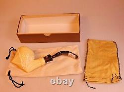 New CAO brand by I Bekler Turkish Relief Carved Block Meerschaum Pipe AcryicStem