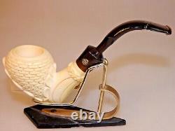 New CAO brand by I Bekler Turkish Relief Carved Block Meerschaum Pipe AcryicStem