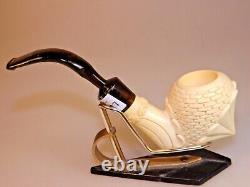 New CAO brand by I Bekler Turkish Relief Carved Block Meerschaum Pipe AcryicStem