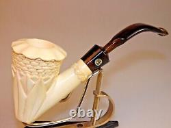 New CAO brand by I. Bekler Turkish Relief Carved Block Meerschaum Pipe Acrylic
