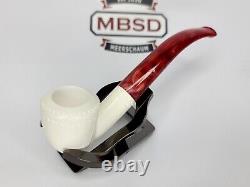 New Hand Carved Block Meerschaum Pipe with Fitted Case 5.5 Unique, Smoking Pipe