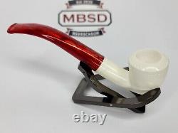 New Hand Carved Block Meerschaum Pipe with Fitted Case 5.5 Unique, Smoking Pipe