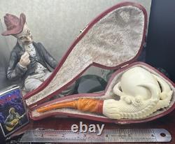 New Unsmoked. Lg Dragon Egg in Claw BLOCK Meerschaum Custom withCase Tobacco Pipe