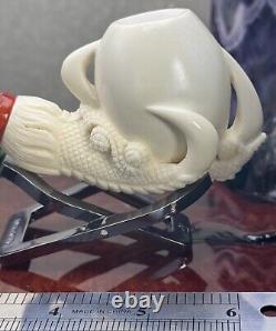 New Unsmoked. Lg Dragon Egg in Claw BLOCK Meerschaum Custom withCase Tobacco Pipe