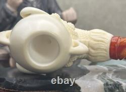 New Unsmoked. Lg Dragon Egg in Claw BLOCK Meerschaum Custom withCase Tobacco Pipe