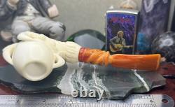 New Unsmoked. Lg Dragon Egg in Claw BLOCK Meerschaum Custom withCase Tobacco Pipe