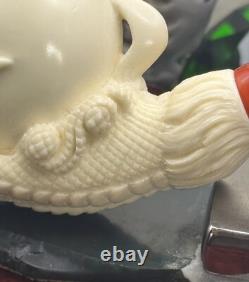 New Unsmoked. Lg Dragon Egg in Claw BLOCK Meerschaum Custom withCase Tobacco Pipe