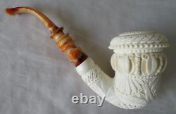 New Vintage Large Ornate Pipe By I. Baglan New Block Meerschaum Handmade