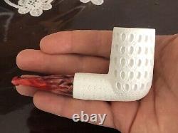 Nose warmer Chimney Pipe new-block Meerschaum Handmade W Case#574