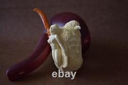 Nude Lady & Eagle & VIKING FIGURE Pipe By Kenan Block Meerschaum-NEW W CASE#120