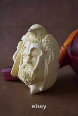 Nude Lady & Eagle & VIKING FIGURE Pipe By Kenan Block Meerschaum-NEW W CASE#120