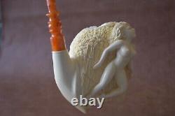 Nude Lady & Eagle & VIKING FIGURE Pipe By Kenan Block Meerschaum-NEW W CASE#120