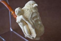 Nude Lady & Eagle & VIKING FIGURE Pipe By Kenan Block Meerschaum-NEW W CASE#120