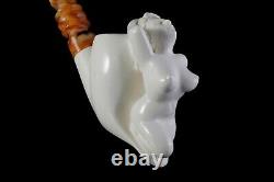 Nude Lady Smoking Pipe Block Meerschaum-NEW Handmade Custom Made Fitted Case#572