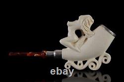 Nude Lady Smoking Pipe Block Meerschaum-NEW Handmade Custom Made Fitted Case#743