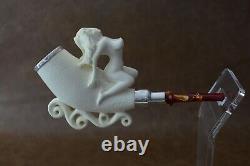 Nude Lady Smoking Pipe Block Meerschaum-NEW Handmade Custom Made Fitted Case#743