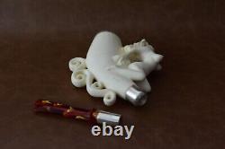 Nude Lady Smoking Pipe Block Meerschaum-NEW Handmade Custom Made Fitted Case#743