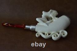 Nude Lady Smoking Pipe Block Meerschaum-NEW Handmade Custom Made Fitted Case#743