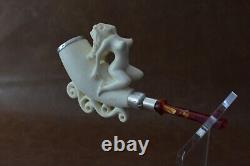 Nude Lady Smoking Pipe Block Meerschaum-NEW Handmade Custom Made Fitted Case#743