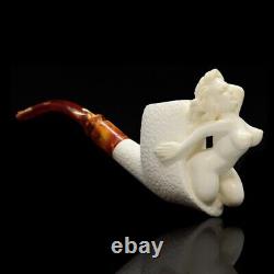 Nude Lady Smoking Pipe Block Meerschaum-NEW Handmade Custom Made Fitted Case1062