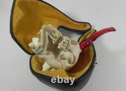 Nude Naked Lady Man Block Meerschaum Pipe with Case