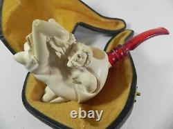 Nude Naked Lady Man Block Meerschaum Pipe with Case