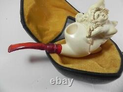 Nude Naked Lady Man Block Meerschaum Pipe with Case