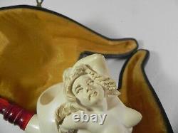 Nude Naked Lady Man Block Meerschaum Pipe with Case