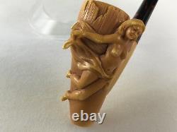 Nude lady Empossed Pipe By KARAHAN-new-block Meerschaum Handmade W Case#56