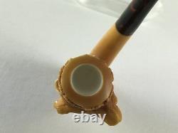 Nude lady Empossed Pipe By KARAHAN-new-block Meerschaum Handmade W Case#56